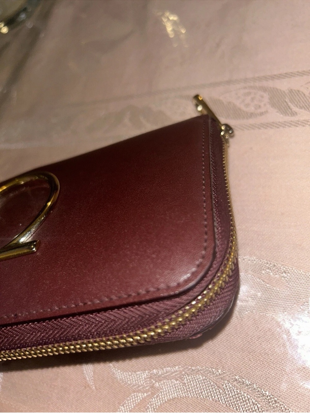 Salvatore Ferragamo Gancini Zip Around Continental Wallet Wine Burgundy - Picture 6 of 13